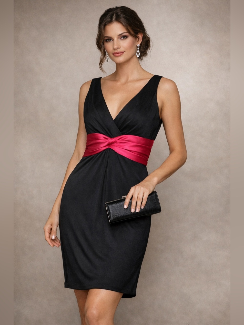 Kay Unger New York Black Fuchsia Colorblock Cocktail homecoming Dress